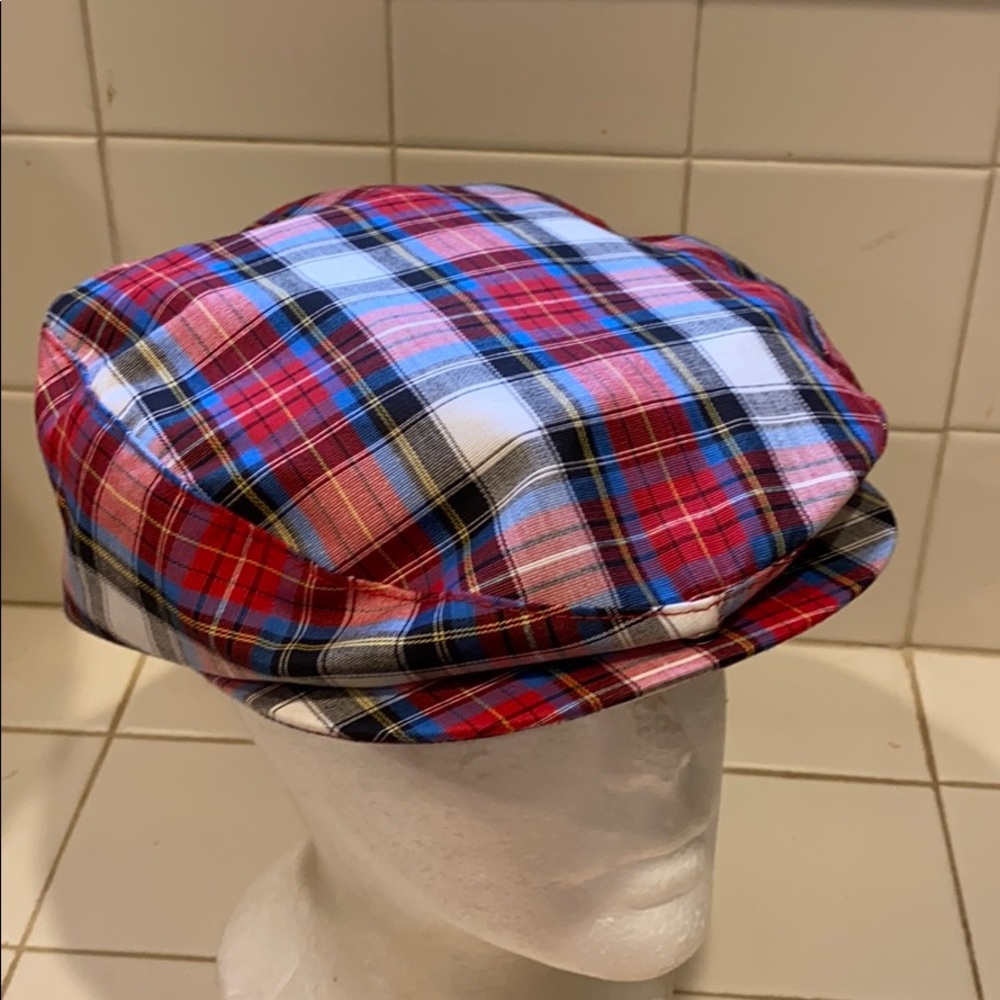 Red Union newsboy style summer hat made in USA